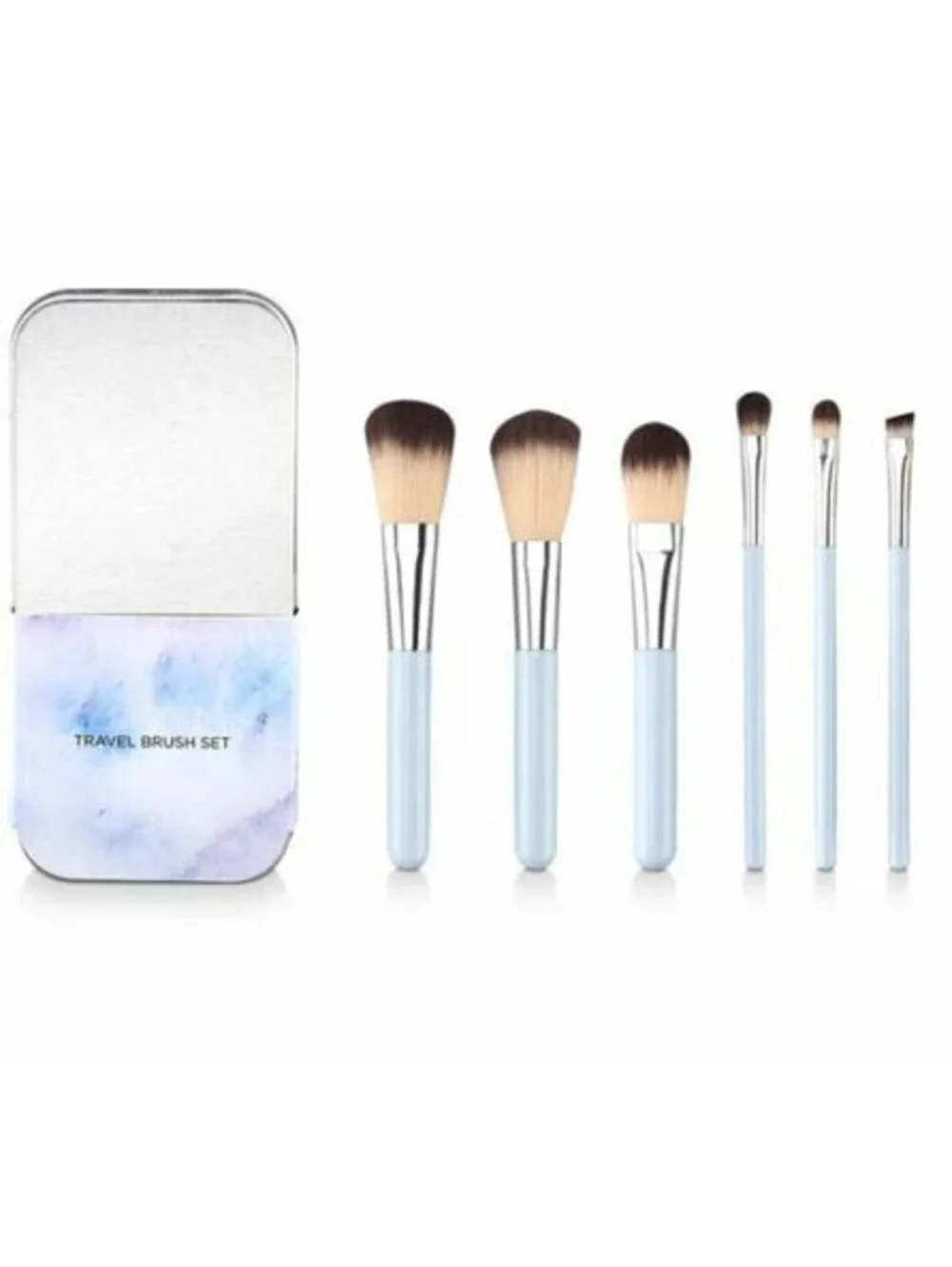 6pc Makeup Brush Set w/ Tin Case + 3Pc Makeup Brush Cleaner & Holder Set